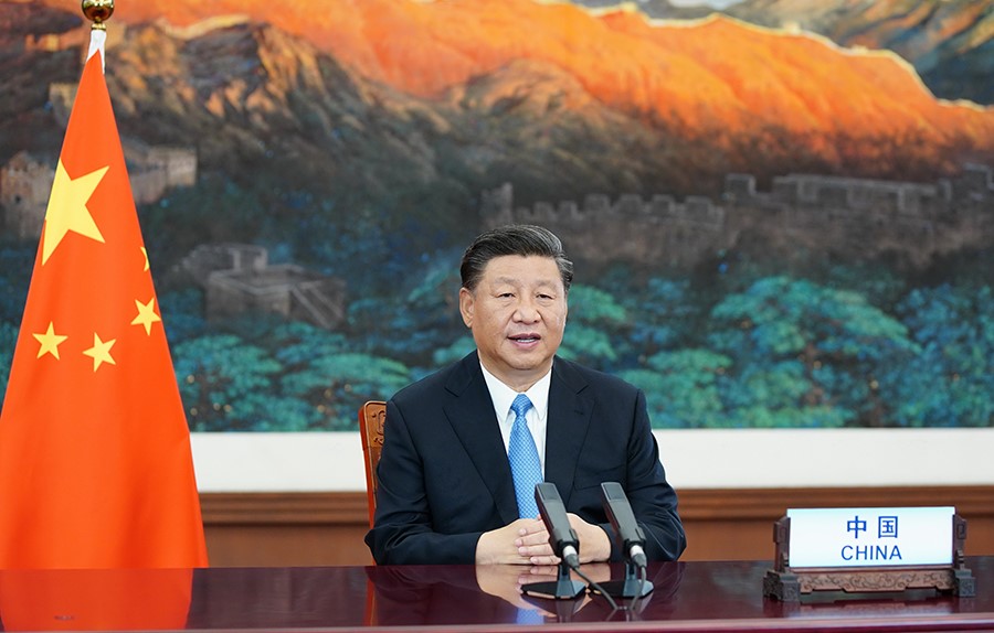 2020年9月22日，國家主席習近平在第七十五屆聯(lián)合國大會一般性辯論上發(fā)表重要講話。新華社記者 鞠鵬 攝