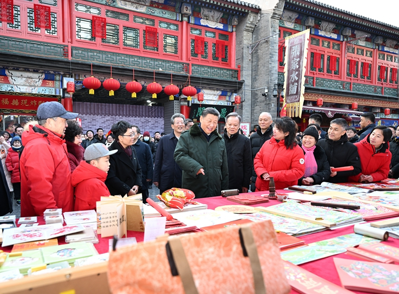 2024年2月1日，習近平總書記在天津古文化街考察。