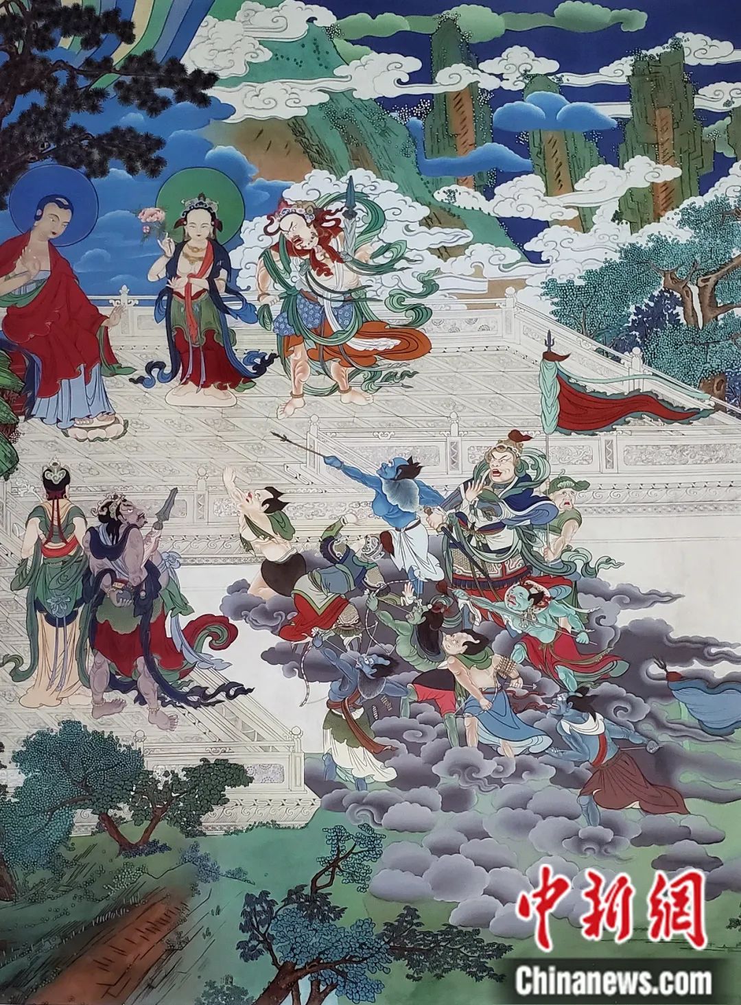 臨摹、補繪的青海瞿曇寺壁畫。受訪者 供圖